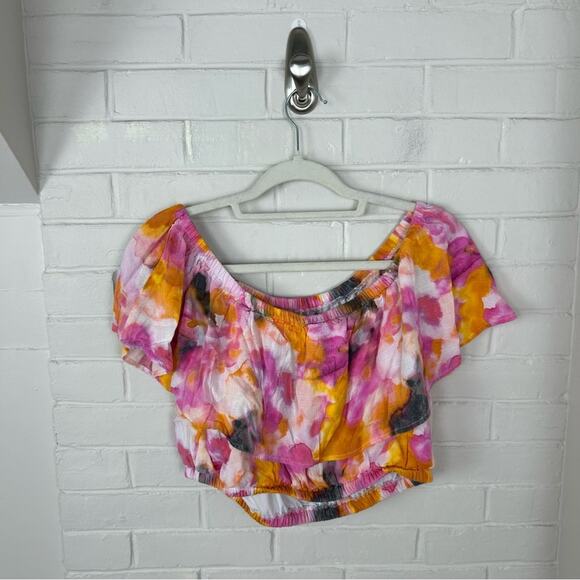 Torrid Pink Tie Dye Ruffle Detail Crop Top Size 10 M/L - Picture 11 of 11